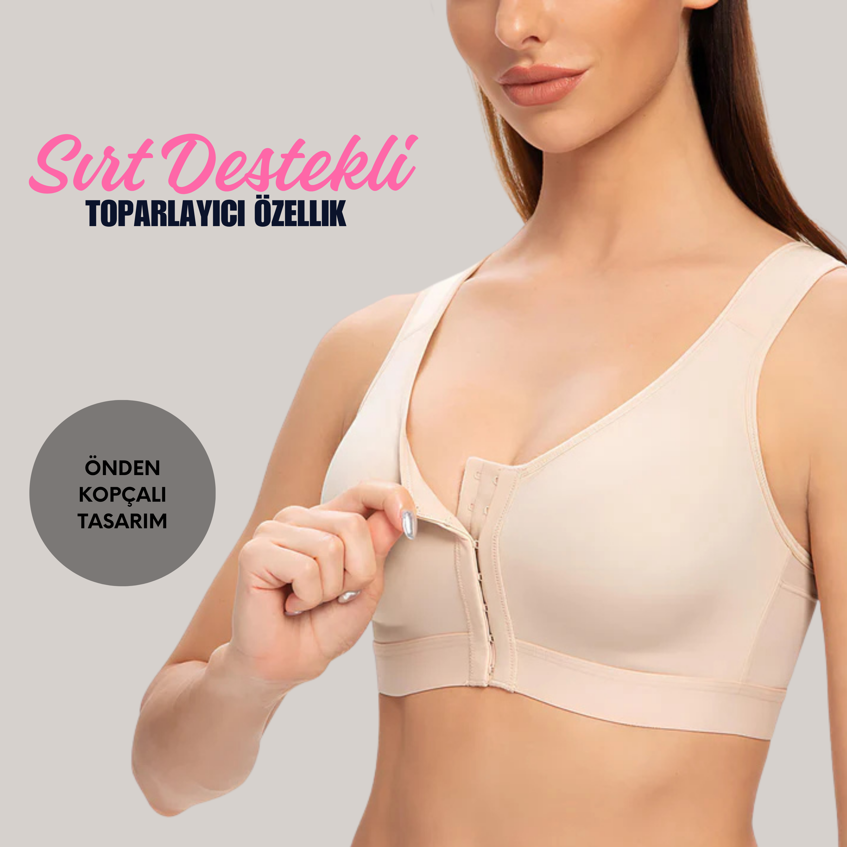 Önden Kopçalı Toparlayıcı Sırt Destekli Sütyen