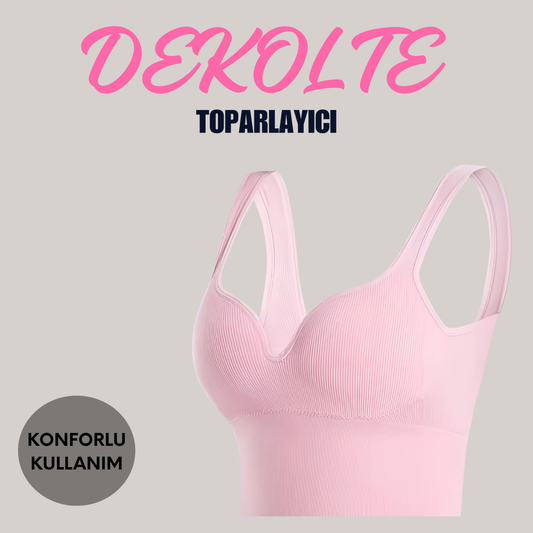Dekolteli Toparlayıcı Push Up Şık Spor Sütyeni