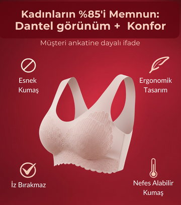 Dantel Görünümlü Dikişsiz Pedli Ultra Konforlu Sütyen