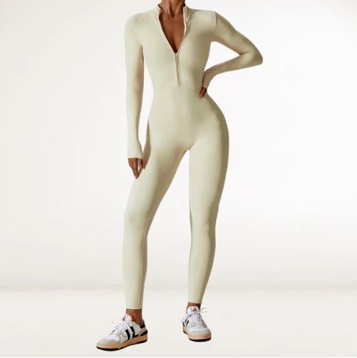 Fermuarlı Uzun Kollu Spor Tulumu